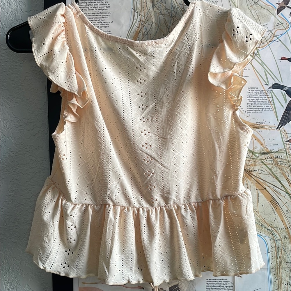 Cream Ruffle Sleeve Top - Picture 5 of 6
